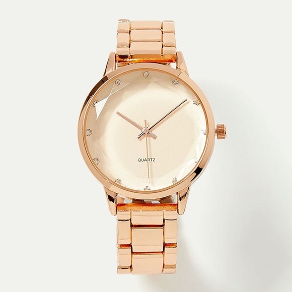 Accessories - Rose Gold Watch with Faceted Glass